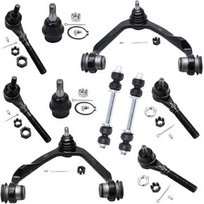 Detroit Axle-4WD Front Link Kit 10PC Ford F-150 F-250 Expedition Lincoln Navigator ، 2 ذراع التحكم العليا مع مفاصل الكرة 2 مفاصل الكرة السفلى 2 قضبان الترجيع 4 قضبان التعادل in Kuwait