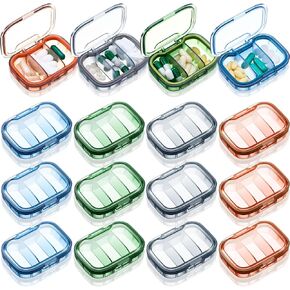 Domensi 16 Pack 3 Compartment Travel Pill Organizer Portable Pill Case Small Box Container for Pocket Daily Medicine Vitamin Holder Dispenser in Saudi Arabia