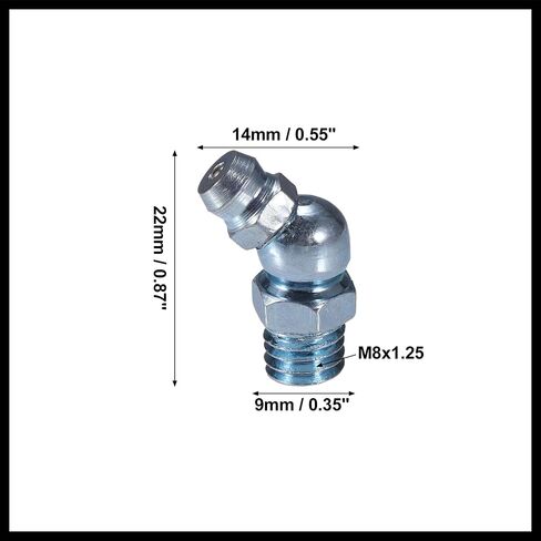 50 PCS M8x1.25 شحوم Nipple Fitting Bend 45 درجة زاوية شحوم الصلب zerk محول تركيب السيارات للسيارات توسيقية ميكانيكية مادة دائمة in Saudi Arabia