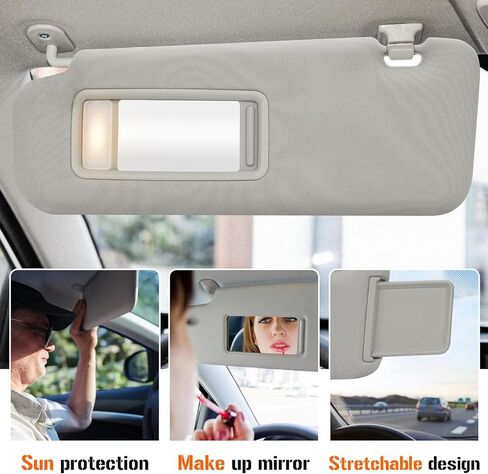 Sun Visor with Vanity Light for 2010-2015 Mazda CX-9, Left Driver Side Gray Sunvisor Replacement TDY1-69-320 in Saudi Arabia