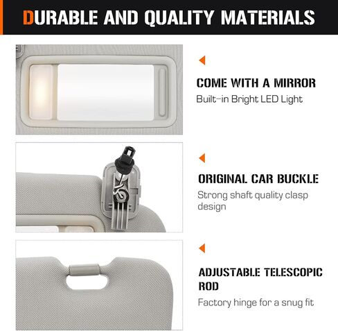Sun Visor with Vanity Light for 2010-2015 Mazda CX-9, Left Driver Side Gray Sunvisor Replacement TDY1-69-320 in Saudi Arabia