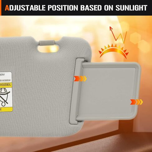 Sun Visor with Vanity Light for 2010-2015 Mazda CX-9, Left Driver Side Gray Sunvisor Replacement TDY1-69-320 in Saudi Arabia