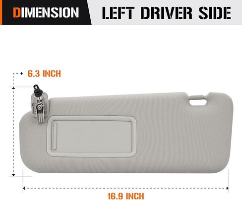Sun Visor with Vanity Light for 2010-2015 Mazda CX-9, Left Driver Side Gray Sunvisor Replacement TDY1-69-320 in Saudi Arabia