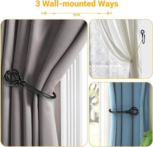2 Pack Bronze Curtain Holdbacks, USFOOK Decorative Window Drapery Tiebacks (2 Pack/1 Pair), Curtain Tie Back Hooks for Wall with Twisted Cage Finials (3.45" L x 5.35" W) in Kuwait