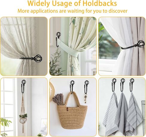 2 Pack Bronze Curtain Holdbacks, USFOOK Decorative Window Drapery Tiebacks (2 Pack/1 Pair), Curtain Tie Back Hooks for Wall with Twisted Cage Finials (3.45" L x 5.35" W) in Kuwait