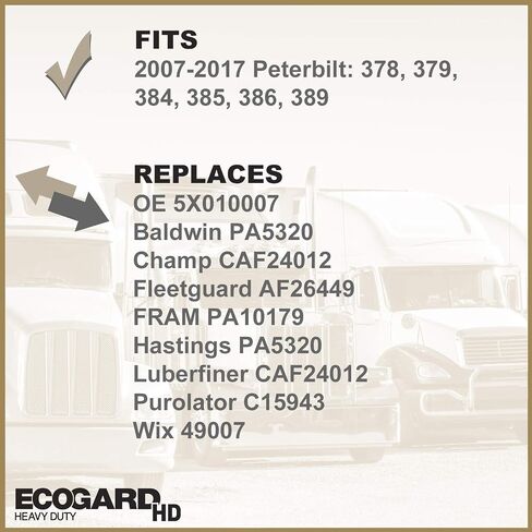 ECOGARD XC10612HD FREMIUM HUSTER DIRCHT TRACK CABAN FITS FITS 2008-2017 PETERBILT 389 ، 2007-2016 386 ، 2005-2010 335 ، 2003-2007 379 ، 2007-2010 340 ، 2003-2007 385 ، 2005-2007 357 in Kuwait