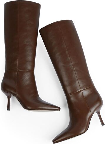 Modatope Knee High Boots Women Square Toe Stiletto Tall Boots Side Zipper Boot for Women in Kuwait
