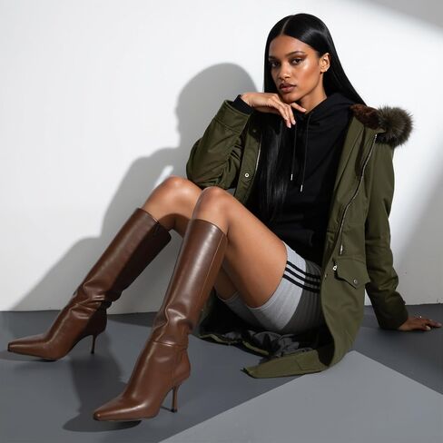 Modatope Knee High Boots Women Square Toe Stiletto Tall Boots Side Zipper Boot for Women in Kuwait