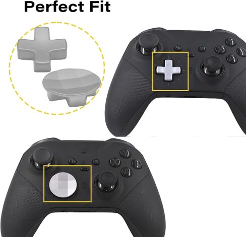 LiXiongBao 2 in 1 Metal D-Pads Set for Xbox Elite Series 2 Controller, Replacement Parts Directional Pad Button Kits for Xbox Controller Series 2 Core/Elite Series 2 Controller(Silver) [video game] in Saudi Arabia