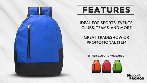 DISCOUNT PROMOS 12 Quick Zip Backpacks Set - Customizable Text, Logo - Polyester, Unique features, Front Pocket, Vibrant - Red in Saudi Arabia