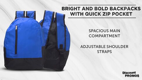DISCOUNT PROMOS 12 Quick Zip Backpacks Set - Customizable Text, Logo - Polyester, Unique features, Front Pocket, Vibrant - Red in Saudi Arabia