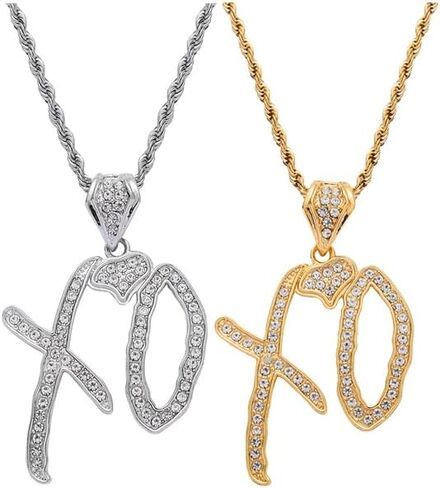 Unise High Hip Hop XO Letter Pendant Necklace for Women Men, Fashion Creative Cubic Zirconia Exaggerated Hip Hop Rock Gift Jewelry in Kuwait
