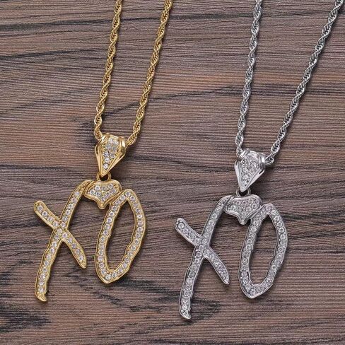 Unise High Hip Hop XO Letter Pendant Necklace for Women Men, Fashion Creative Cubic Zirconia Exaggerated Hip Hop Rock Gift Jewelry in Kuwait