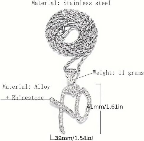 Unise High Hip Hop XO Letter Pendant Necklace for Women Men, Fashion Creative Cubic Zirconia Exaggerated Hip Hop Rock Gift Jewelry in Kuwait