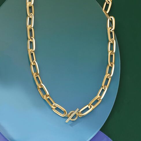 Ross-Simons Italian 14kt Yellow Gold Paper Clip Link Toggle Necklace in Saudi Arabia