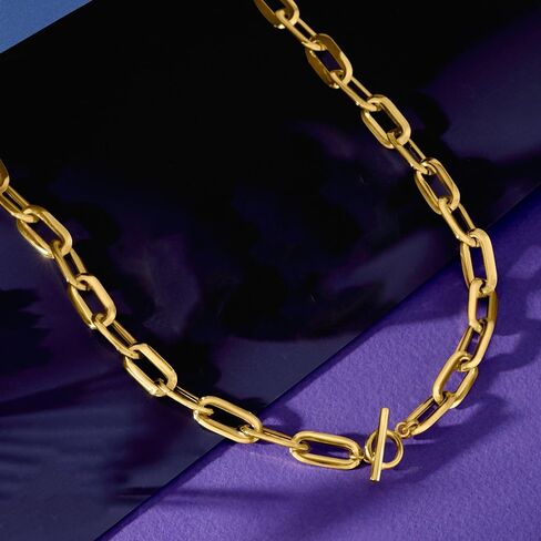 Ross-Simons Italian 14kt Yellow Gold Paper Clip Link Toggle Necklace in Saudi Arabia