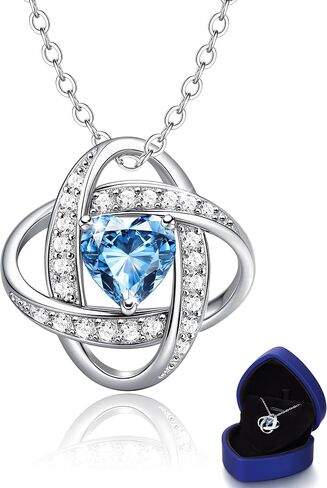 Birthday Gift for Women Birthstone Necklace - S925 Sterling Silver Moissanite Pendant, Valentines/Mother's Day Gift, Infinity Knot Heart Charm in Saudi Arabia