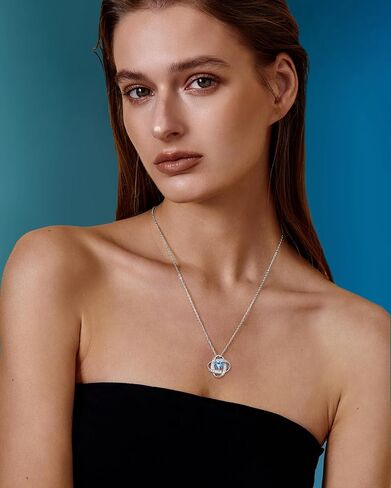 Birthday Gift for Women Birthstone Necklace - S925 Sterling Silver Moissanite Pendant, Valentines/Mother's Day Gift, Infinity Knot Heart Charm in Saudi Arabia