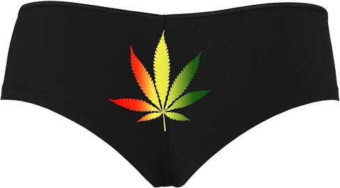 Knaughty Knickers Rasta Reggae Pot Weed Marijuana Leaf Festival Rave Black Sexy Booty Short in Saudi Arabia