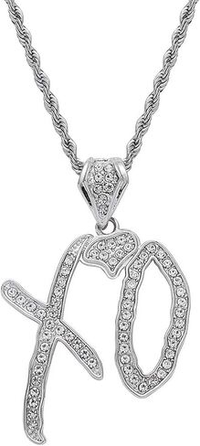 Unise High Hip Hop XO Letter Pendant Necklace for Women Men, Fashion Creative Cubic Zirconia Exaggerated Hip Hop Rock Gift Jewelry in Kuwait