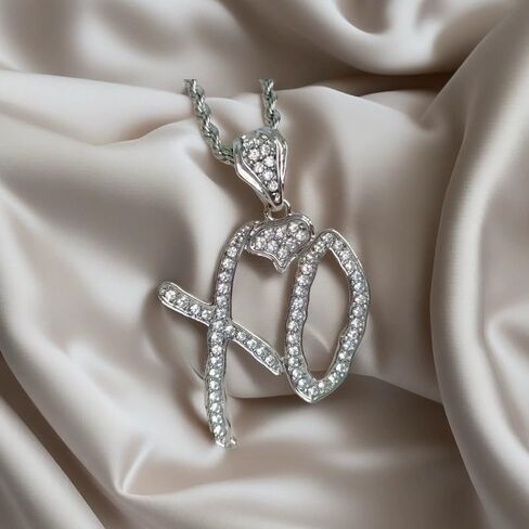 Unise High Hip Hop XO Letter Pendant Necklace for Women Men, Fashion Creative Cubic Zirconia Exaggerated Hip Hop Rock Gift Jewelry in Kuwait