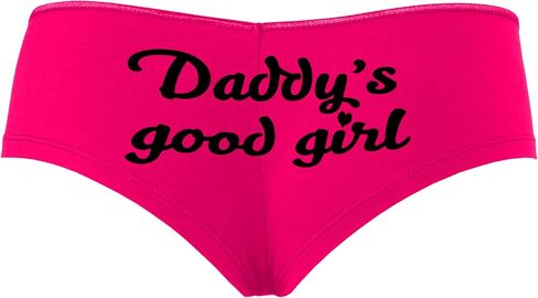 Knaughty Knickers Daddy's Good Girl - DDLG Play Hot Pink Boyshort Banties مع تصميم الكبار in Saudi Arabia