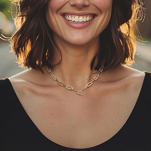 Ross-Simons Italian 14kt Yellow Gold Paper Clip Link Toggle Necklace in Saudi Arabia