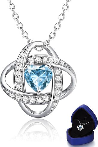 Birthday Gift for Women Birthstone Necklace - S925 Sterling Silver Moissanite Pendant, Valentines/Mother's Day Gift, Infinity Knot Heart Charm in Saudi Arabia
