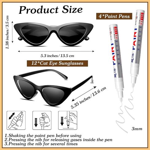 Flutesan 12 Pcs Wedding Personalised Sunglasses Bulk Custom Cat Eye Sunglasses with 4 Paint Pens for DIY Custom Party Favors in Saudi Arabia