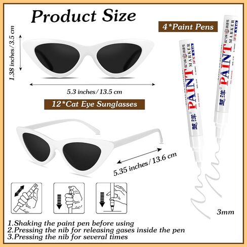 Flutesan 12 Pcs Wedding Personalised Sunglasses Bulk Custom Cat Eye Sunglasses with 4 Paint Pens for DIY Custom Party Favors in Saudi Arabia
