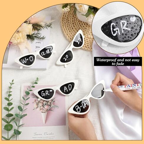 Flutesan 12 Pcs Wedding Personalised Sunglasses Bulk Custom Cat Eye Sunglasses with 4 Paint Pens for DIY Custom Party Favors in Saudi Arabia