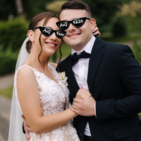 Flutesan 12 Pcs Wedding Personalised Sunglasses Bulk Custom Cat Eye Sunglasses with 4 Paint Pens for DIY Custom Party Favors in Saudi Arabia