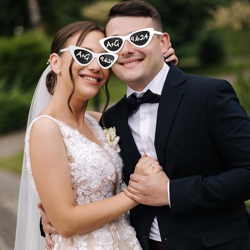 Flutesan 12 Pcs Wedding Personalised Sunglasses Bulk Custom Cat Eye Sunglasses with 4 Paint Pens for DIY Custom Party Favors in Saudi Arabia
