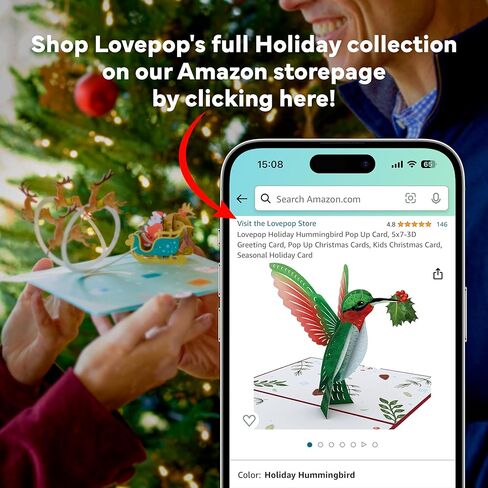 بطاقة Lovepop Surreal Deer المنبثقة، بطاقة تهنئة 5x7-3D، بطاقات عيد الميلاد المنبثقة، بطاقة الشتاء، بطاقة عيد الميلاد ثلاثية الأبعاد للمعلم in Saudi Arabia