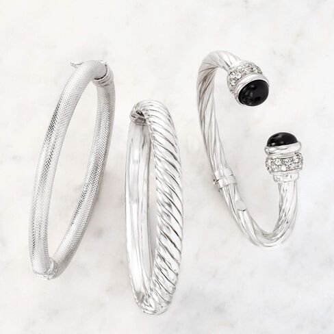 Ross-Simons Sterling Silver Spiraled Oval Bangle Bracelet in Saudi Arabia
