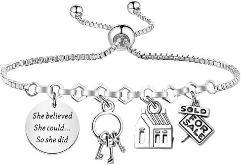 PLITI Realtor Gift Real Estate Agents Gift House Broker Jewelry She Believed She Could So She Did Bracelet For Home Seller in Saudi Arabia