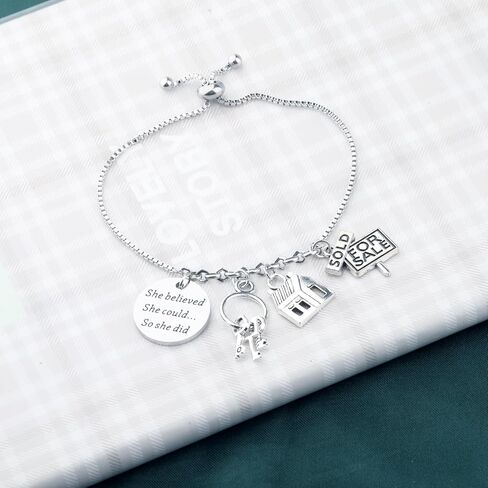 PLITI Realtor Gift Real Estate Agents Gift House Broker Jewelry She Believed She Could So She Did Bracelet For Home Seller in Saudi Arabia