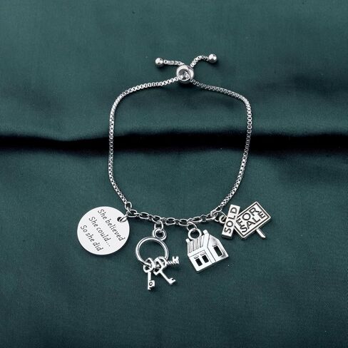 PLITI Realtor Gift Real Estate Agents Gift House Broker Jewelry She Believed She Could So She Did Bracelet For Home Seller in Saudi Arabia