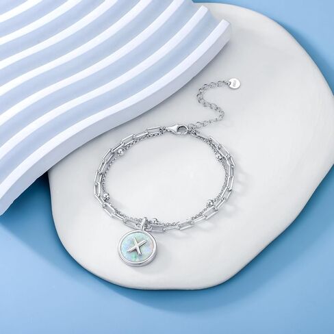 Initial Bracelet for Women 925 Sterling Silver Layered Initial A to Z Bracelet Opal Letter Jewelry Christmas Gifts in Saudi Arabia