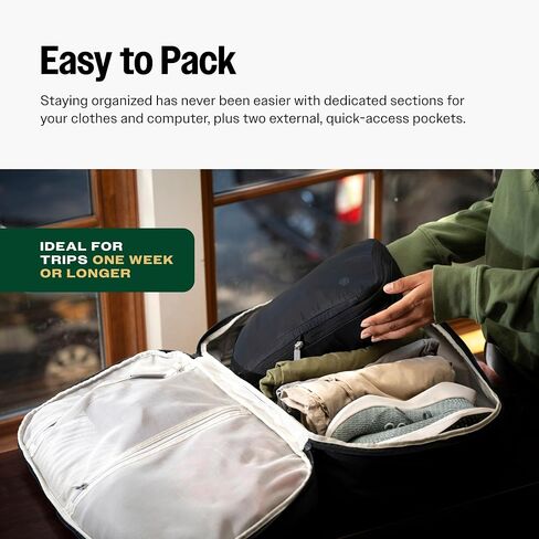 40L Travel Backpack Lite, Black - Large Carry-On Travel Backpack for Men and Women - Durable, Comfortable, Easy to Pack, Airline-Approved Bag with Laptop Compartment in Saudi Arabia