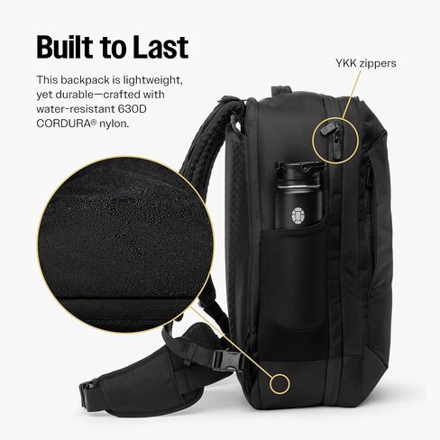 40L Travel Backpack Lite, Black - Large Carry-On Travel Backpack for Men and Women - Durable, Comfortable, Easy to Pack, Airline-Approved Bag with Laptop Compartment in Saudi Arabia