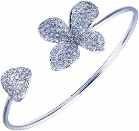 14K Gold Butterfly Design Moissanite Open Bangle for Women,Dainty Heart Shape Bridal Cuff Bangle Bracelet,Fashion Wedding Jewelry for Her in Saudi Arabia