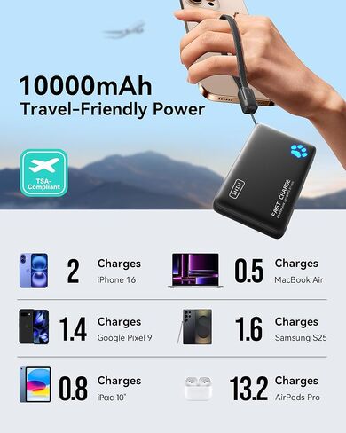 INIU Portable Charger, 22.5W 10000mAh Slim Power Bank, Fast Charging Mini Battery Pack, Travel Trip Accessories Flight Cruise Ship Essentials for College Students Travelers Teen Boys Girls, White in Kuwait