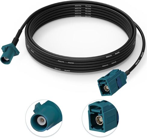 Fakra Z Female to Fakra Z Male RG174 Extension Cable 2.5m/8.2ft for Car SUV Stereo Head Unit GPS Navigation FM AM Radio Sirius XM Satellite Radio 4G LTE TEL Telematics DAB Digital Radio in Kuwait