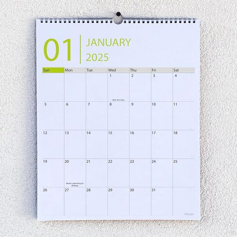 Wall Calendar 2025-2026, 18 Months, Runs From January 2025 to June 2026, 15" x 12" Large Wall Calendar with Hanger, Thick Paper, Spiral Binding, Easy to Write Down Your Plans and Daily/Pattern in Saudi Arabia