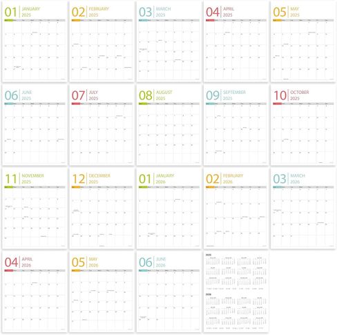 Wall Calendar 2025-2026, 18 Months, Runs From January 2025 to June 2026, 15" x 12" Large Wall Calendar with Hanger, Thick Paper, Spiral Binding, Easy to Write Down Your Plans and Daily/Pattern in Saudi Arabia