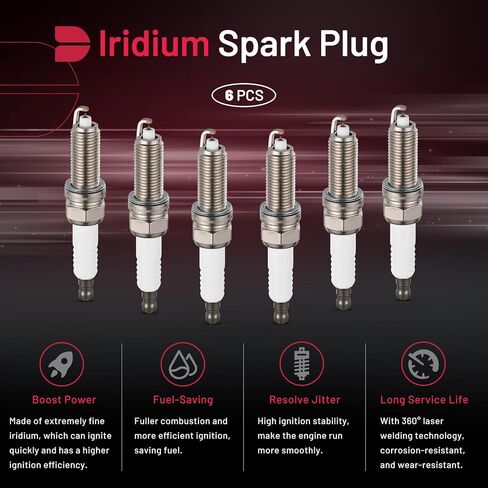 BDFHYK 4024102498 Iridium Spark Plugs متوافقة مع Jeep Wrangler 2012-2017 3.6L 3604CC 220CU. في. V6 غاز DOHC بشكل طبيعي ، مجموعة من 6 in Kuwait