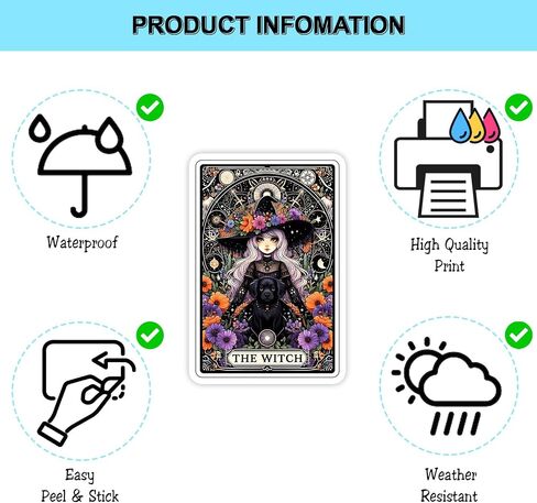 (3Pcs) The Plant The Reader The Cat Mom Tarot Card Stickers 3'' for Nature Bookworms Plant Cat Lovers Skeleton Witchy Gothic Vinyl Decal for Laptops Water Bottles in Kuwait