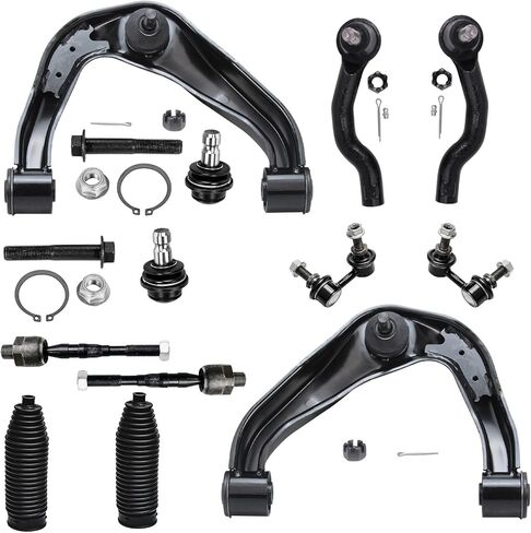 Detroit Axle -12pc Front End Suspension Kit for Nissan Frontier Pathfinder Xterra 2 Upper Control Arms 2 Lower Ball Joints 2 Sway Bars 4 Tie Rods Outer & Inner 2 Tie Rod Boots + Bellows Replacement in Saudi Arabia
