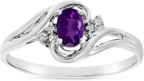 10k White Gold Oval Amethyst And Diamond Ring in Saudi Arabia